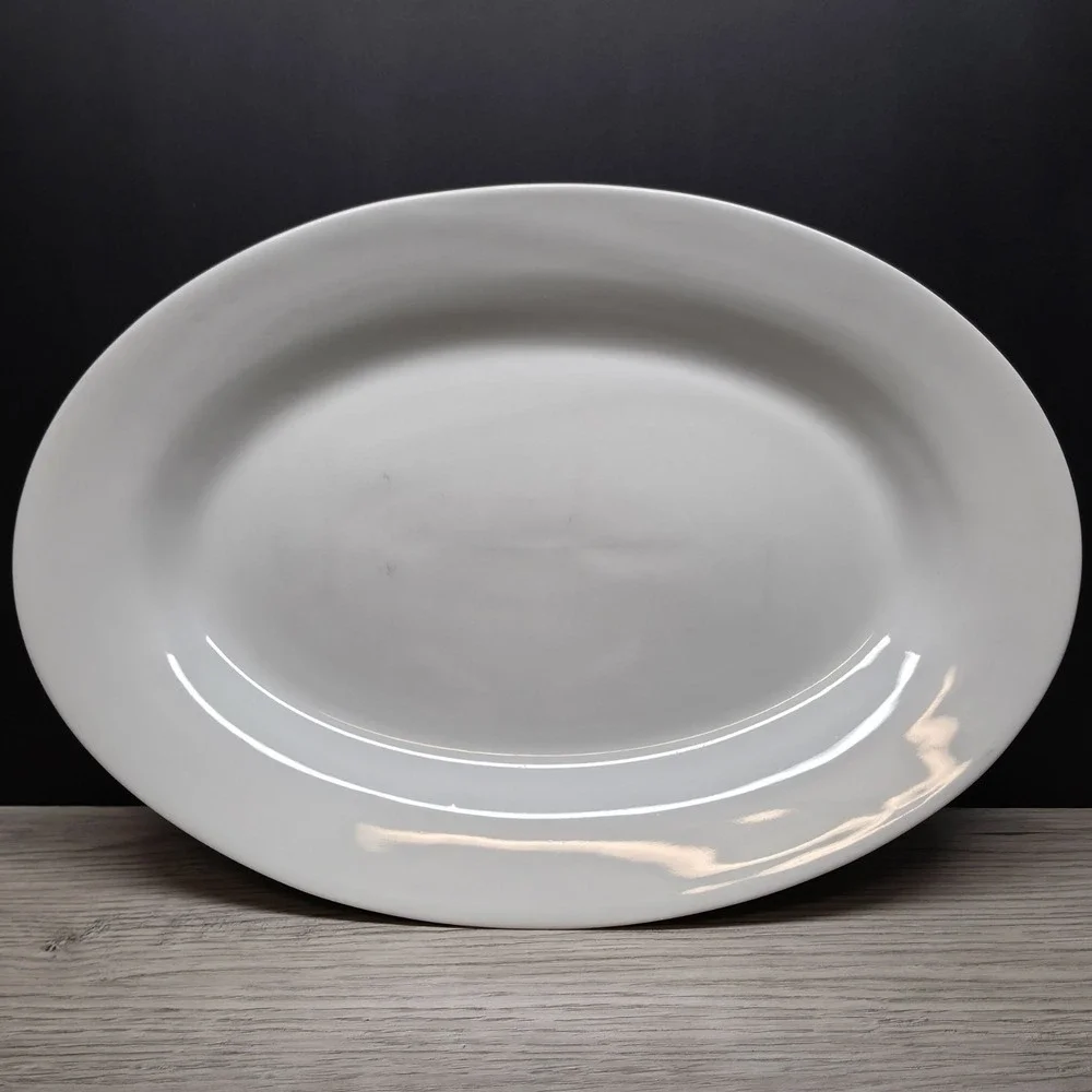 Vintage White Oval Platter - 13.75